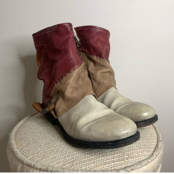 A.S.98 Airstep Flat Patchwork Leather Boots Festival 39 - Picture 2 of 8